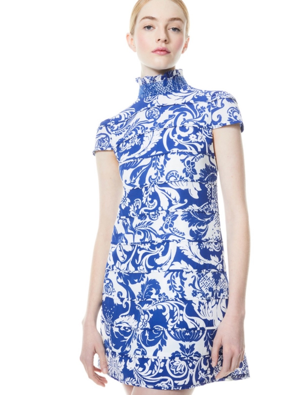 ALICE + OLIVIA KARISSE MOCK NECK MINI DRESS